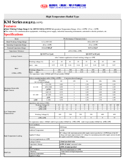 P&B [radial thru-hole] KM Series  . Electronic Components Datasheets Passive components capacitors P&B P&B [radial thru-hole] KM Series.pdf