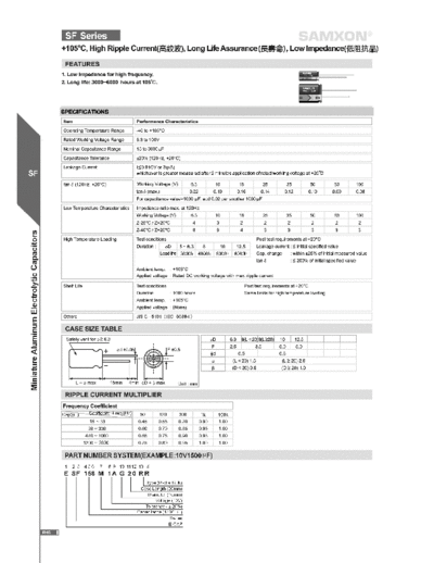 Samxon [radial thru-hole] SF Series  . Electronic Components Datasheets Passive components capacitors Samxon Samxon [radial thru-hole] SF Series.pdf