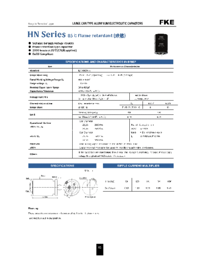 FKE [snap-in] HN SERIES Series  . Electronic Components Datasheets Passive components capacitors FKE FKE [snap-in] HN SERIES Series.pdf