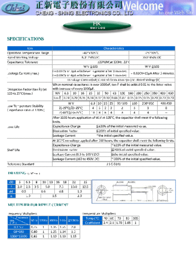 Chhsi [radial] 2004 HK series  . Electronic Components Datasheets Passive components capacitors Chhsi Chhsi [radial] 2004 HK series.pdf