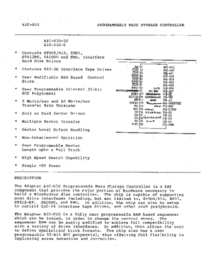 adaptec AIC-010 Programmable Mass Storage Controller  adaptec asic AIC-010_Programmable_Mass_Storage_Controller.pdf