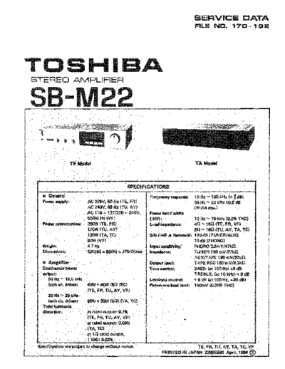 TOSHIBA hfe   sb-m22 service low res  TOSHIBA Audio SB-M22 hfe_toshiba_sb-m22_service_low_res.pdf