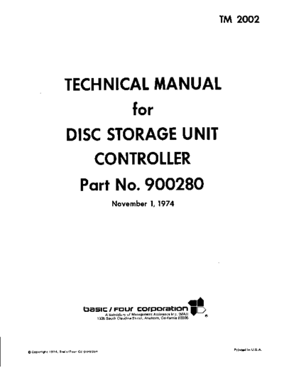 basicFour TM2002 Disk Storage Unit Controller Tech Man Nov74  . Rare and Ancient Equipment basicFour TM2002_Disk_Storage_Unit_Controller_Tech_Man_Nov74.pdf