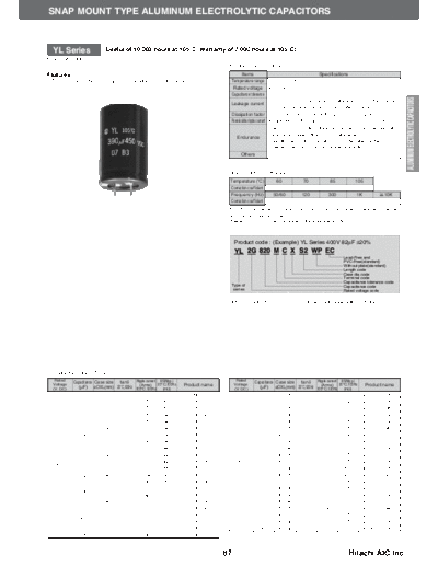 Hitachi [snap-in] YL Series  . Electronic Components Datasheets Passive components capacitors Hitachi Hitachi [snap-in] YL Series.pdf