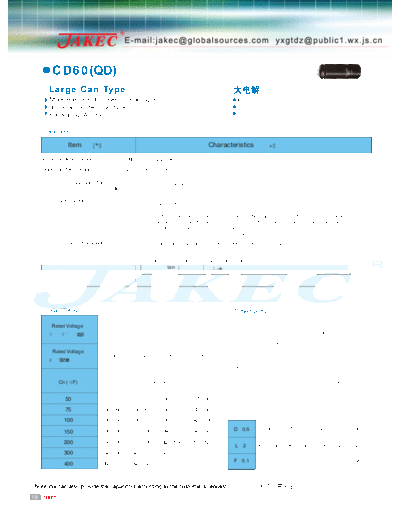 Jakec [lug-terminals] CD60 (QD) Series  . Electronic Components Datasheets Passive components capacitors Jakec Jakec [lug-terminals] CD60 (QD) Series.pdf