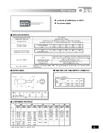 OST OST [radial] RLH series  . Electronic Components Datasheets Passive components capacitors OST OST [radial] RLH series.pdf