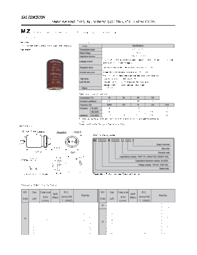 Saliencecon [snap-in] MZ Series  . Electronic Components Datasheets Passive components capacitors Saliencecon Saliencecon [snap-in] MZ Series.pdf