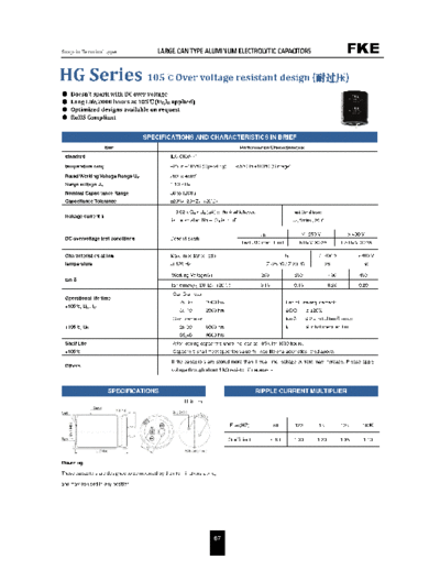 FKE [snap-in] HG SERIES Series  . Electronic Components Datasheets Passive components capacitors FKE FKE [snap-in] HG SERIES Series.pdf
