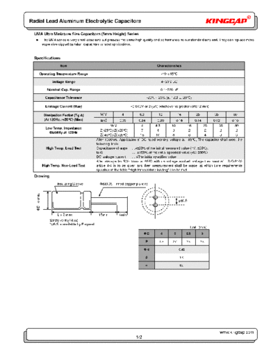 Kingcap [radial] UMA Series  . Electronic Components Datasheets Passive components capacitors Kingcap Kingcap [radial] UMA Series.pdf