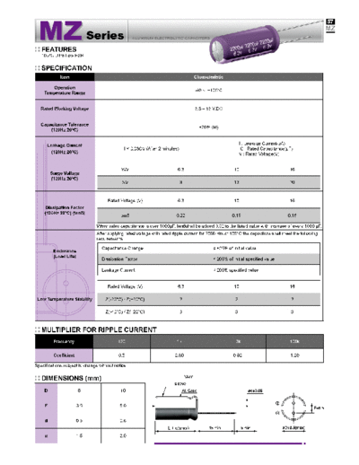 Evercon [radial thru-hole] MZ Series  . Electronic Components Datasheets Passive components capacitors Evercon Evercon [radial thru-hole] MZ Series.pdf
