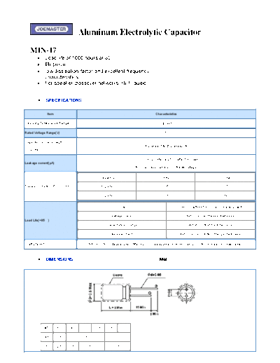 Joemaster [radial] MIN-17 Series  . Electronic Components Datasheets Passive components capacitors Joemaster Joemaster [radial] MIN-17 Series.pdf