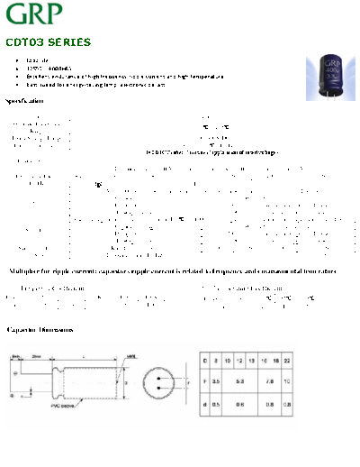 GRP [Hongyi Electronics] GRP [radial thru-hole] CDT03 Series  . Electronic Components Datasheets Passive components capacitors GRP [Hongyi Electronics] GRP [radial thru-hole] CDT03 Series.pdf