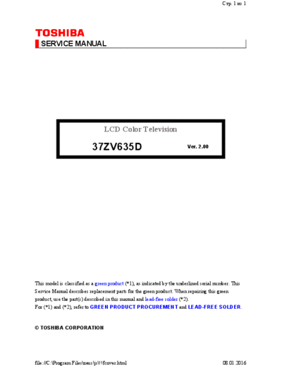 TOSHIBA TOSHIBA 37ZV635D Ver.2.00 251pages  TOSHIBA LCD 37ZV635D VER.2.00 TOSHIBA_37ZV635D_Ver.2.00_251pages.pdf