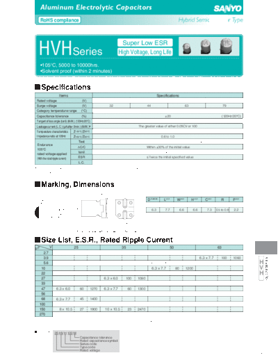 Sanyo [hybrid polymer smd] HVH Series  . Electronic Components Datasheets Passive components capacitors Sanyo Sanyo [hybrid polymer smd] HVH Series.pdf