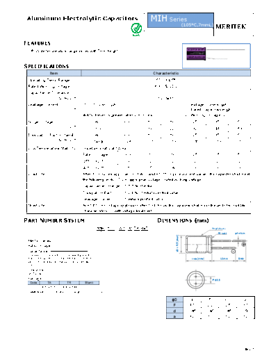 Meritek [radial thru-hole] MIH Series  . Electronic Components Datasheets Passive components capacitors Meritek Meritek [radial thru-hole] MIH Series.pdf