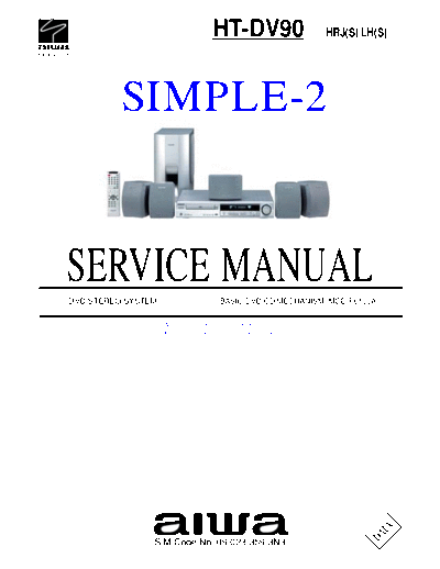 AIWA hfe aiwa ht-dv90 service simple en  AIWA Audio HT-DV90 hfe_aiwa_ht-dv90_service_simple_en.pdf