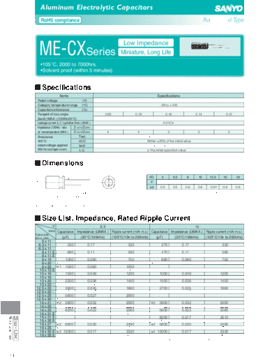 Sanyo [radial thru-hole] CX Series  . Electronic Components Datasheets Passive components capacitors Sanyo Sanyo [radial thru-hole] CX Series.pdf