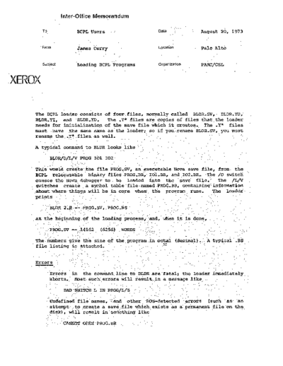 xerox Loading BCPL Programs Aug73  xerox alto memos_1973 Loading_BCPL_Programs_Aug73.pdf