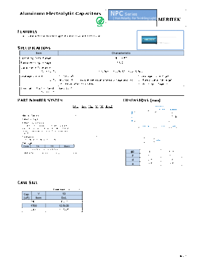 Meritek [non-polar radial] NPC Series  . Electronic Components Datasheets Passive components capacitors Meritek Meritek [non-polar radial] NPC Series.pdf
