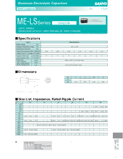Sanyo [radial thru-hole] LS Series  . Electronic Components Datasheets Passive components capacitors Sanyo Sanyo [radial thru-hole] LS Series.pdf