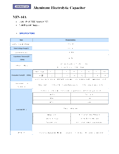 Joemaster [radial] MIN-14A Series  . Electronic Components Datasheets Passive components capacitors Joemaster Joemaster [radial] MIN-14A Series.pdf