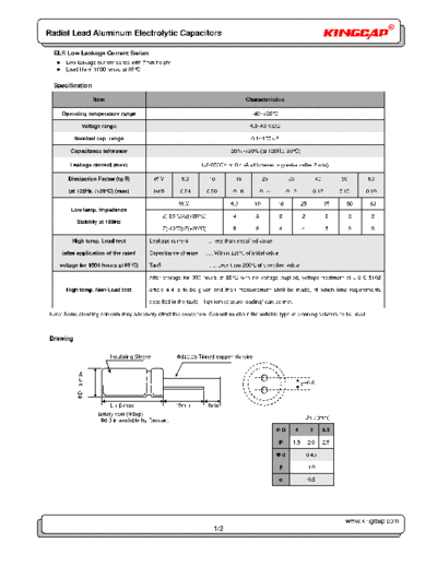 Kingcap [radial] ELS Series  . Electronic Components Datasheets Passive components capacitors Kingcap Kingcap [radial] ELS Series.pdf