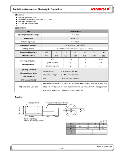 Kingcap [radial] ERL Series  . Electronic Components Datasheets Passive components capacitors Kingcap Kingcap [radial] ERL Series.pdf
