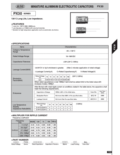 Seacon [radial thru-hole] PX30 Series  . Electronic Components Datasheets Passive components capacitors Seacon Seacon [radial thru-hole] PX30 Series.pdf