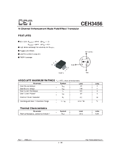 CET ceh3456  . Electronic Components Datasheets Active components Transistors CET ceh3456.pdf