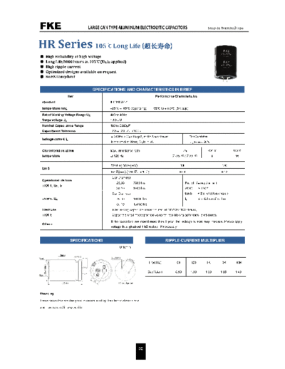 FKE [snap-in] HR SERIES Series  . Electronic Components Datasheets Passive components capacitors FKE FKE [snap-in] HR SERIES Series.pdf