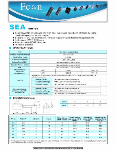Fcon [polymer thru-hole] SEA Series  . Electronic Components Datasheets Passive components capacitors Fcon Fcon [polymer thru-hole] SEA Series.pdf