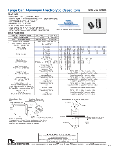 NIC [snap-in] NRLMW Series  . Electronic Components Datasheets Passive components capacitors NIC NIC [snap-in] NRLMW Series.pdf