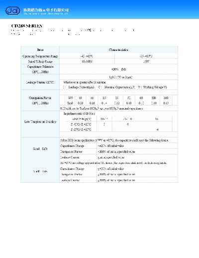 J.d [Gree] J.d [radial thru-hole] CD288 Series  . Electronic Components Datasheets Passive components capacitors J.d [Gree] J.d [radial thru-hole] CD288 Series.pdf