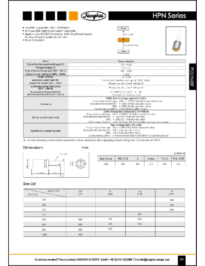 Jianghai [polymer thru-hole] HPN Series  . Electronic Components Datasheets Passive components capacitors Jianghai Jianghai [polymer thru-hole] HPN Series.pdf