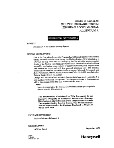 honeywell AN61A storageSysPLM Sep78  honeywell multics AN61A_storageSysPLM_Sep78.pdf