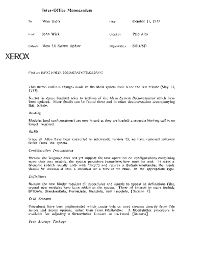 xerox 19771017 Mesa 3.0 System Update  xerox sdd memos_1977 19771017_Mesa_3.0_System_Update.pdf