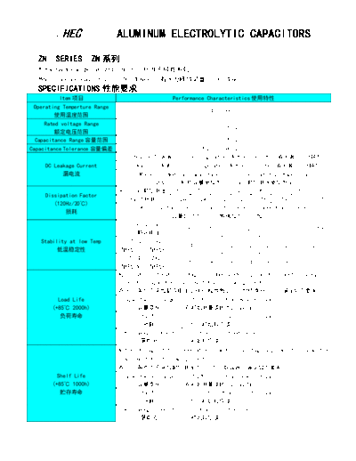 HEC HEC [radial] ZN Series  . Electronic Components Datasheets Passive components capacitors HEC HEC [radial] ZN Series.pdf