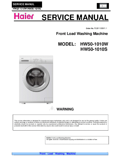 HAIER HAIER HW50-1010W HW50-1010S  HAIER Washing Machine HW50-1010W HW50-1010S HAIER_HW50-1010W_HW50-1010S.pdf