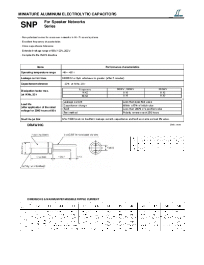 Decon [non-polar thru-hole] SNP Series  . Electronic Components Datasheets Passive components capacitors Decon Decon [non-polar thru-hole] SNP Series.pdf
