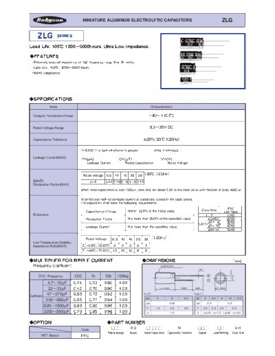 Rubycon [radial thru-hole] ZLG series  . Electronic Components Datasheets Passive components capacitors Rubycon Rubycon [radial thru-hole] ZLG series.pdf