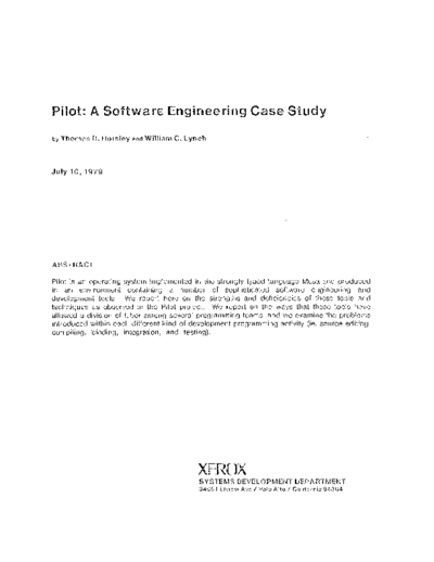 xerox 19790710 Pilot A Software Engineering Case Study  xerox sdd memos_1979 19790710_Pilot_A_Software_Engineering_Case_Study.pdf