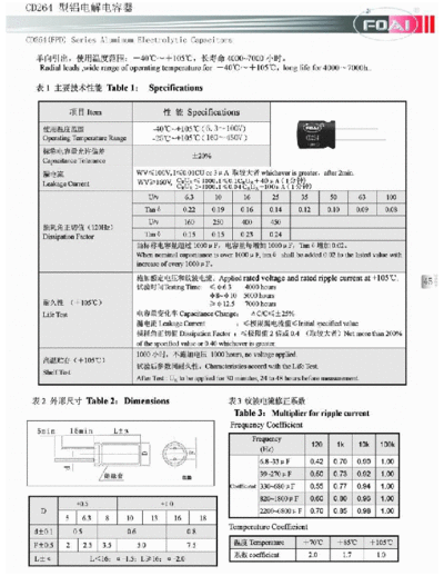 Foai [radial thru-hole] FPD-CD264 Series  . Electronic Components Datasheets Passive components capacitors Foai Foai [radial thru-hole] FPD-CD264 Series.pdf