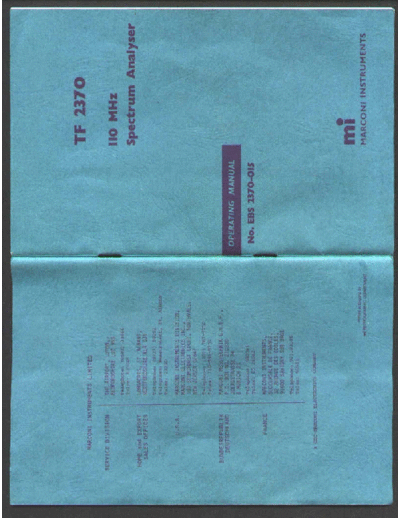 Marconi TF2370 Spectrum analyser operating manual  Marconi Marconi TF2370 Spectrum analyser operating manual.pdf