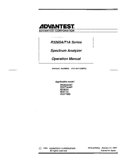 Advantest Advantest R3265A R3271A Spectrum Analyzer Operator Manual-R3265A Users Manual  Advantest Advantest_R3265A_R3271A_Spectrum_Analyzer_Operator_Manual-R3265A_Users_Manual.pdf