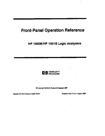 Agilent 01650-90914 1650B 51B Front-Panel Reference Aug89  Agilent 01650-90914 1650B 51B Front-Panel Reference Aug89.pdf