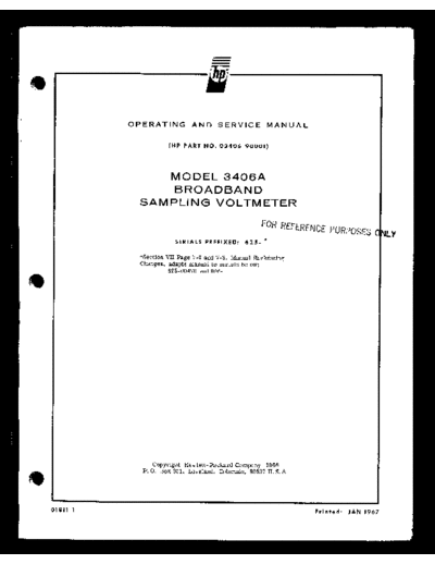Agilent 03406-90001 3406A OpServ Jan67  Agilent 03406-90001 3406A OpServ Jan67.pdf