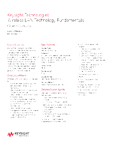 Agilent 5988-7712EN Wireless Local Area Network (WLAN) Technology Fundamentals - Course Overview c20140904 [  Agilent 5988-7712EN Wireless Local Area Network (WLAN) Technology Fundamentals - Course Overview c20140904 [2].pdf