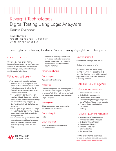 Agilent 5988-3633EN Digital Testing Using Logic Analyzers - Course Overview c20140811 [2]  Agilent 5988-3633EN Digital Testing Using Logic Analyzers - Course Overview c20140811 [2].pdf