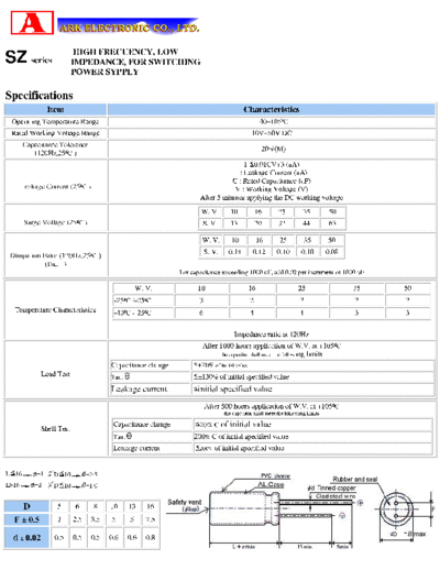 Ark [radial thru-hole] SZ series  . Electronic Components Datasheets Passive components capacitors Ark Ark [radial thru-hole] SZ series.pdf