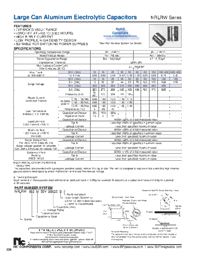 NIC [snap-in] NRLRW Series  . Electronic Components Datasheets Passive components capacitors NIC NIC [snap-in] NRLRW Series.pdf